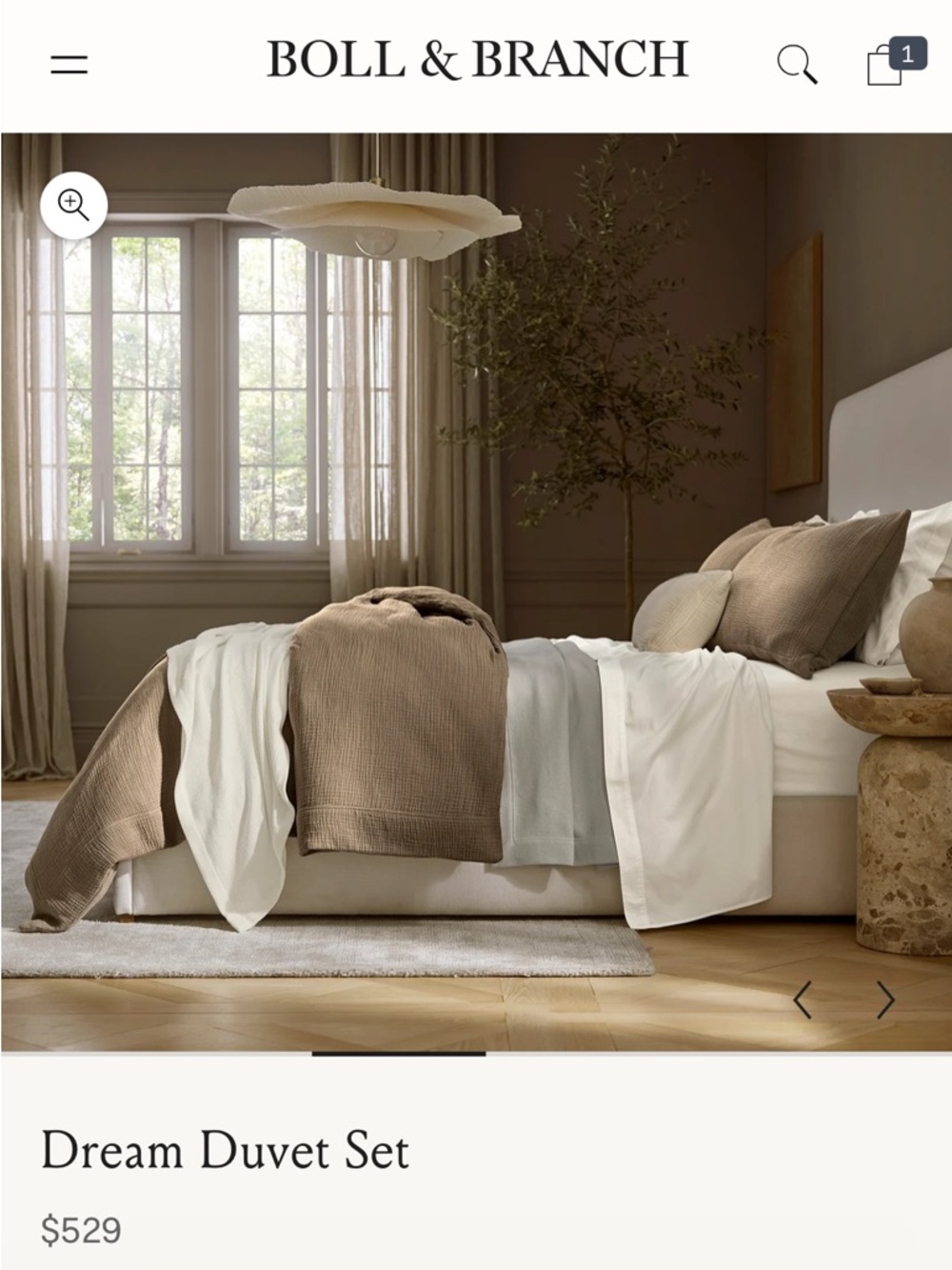 Boll & Branch Dream Duvet Set Full/Queen Walnut Organic Cotton NWOT